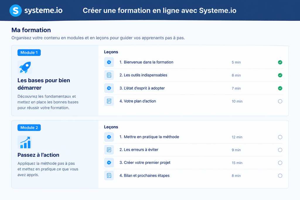 créer une formation en ligne avec Systeme.io